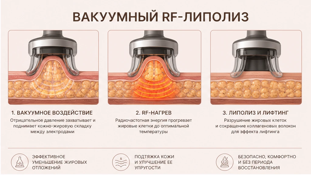 Схема тупика монометодик: планарный RF vs изолированный вакуум vs вакуумный RF-лифтинг тела
