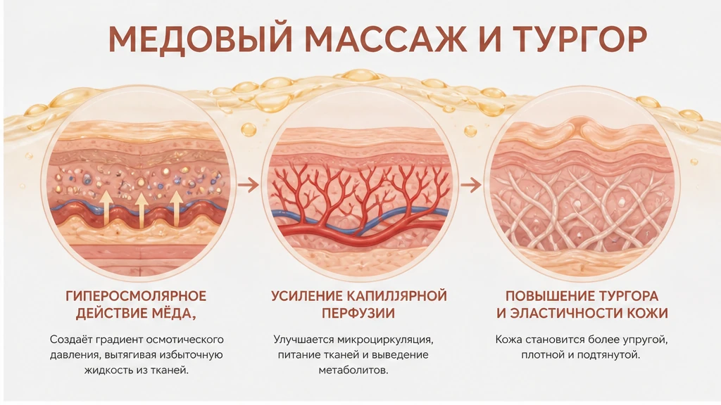 Осмос натурального мёда: гипертонический коллоид тянет интерстициальную жидкость и питает роговой слой