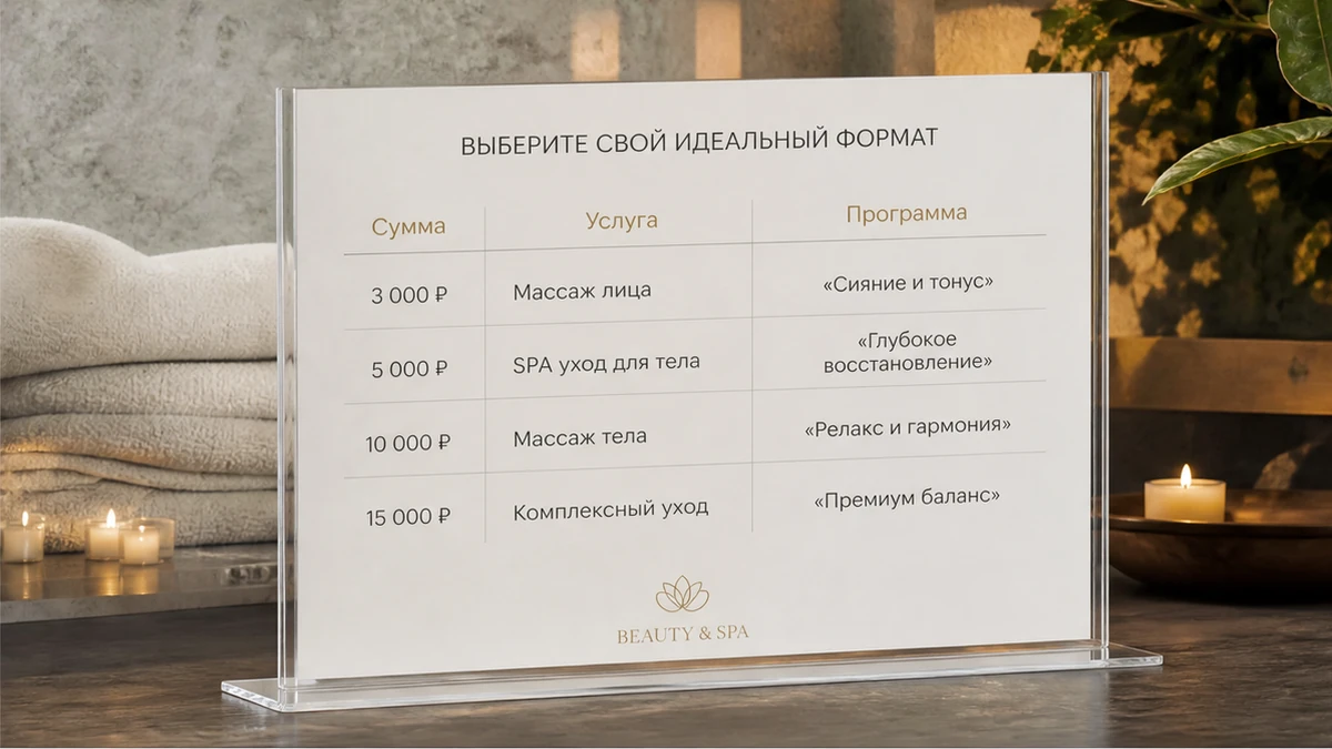 Протокол выбора: подарочный сертификат спа на сумму, а не случайная названная процедура